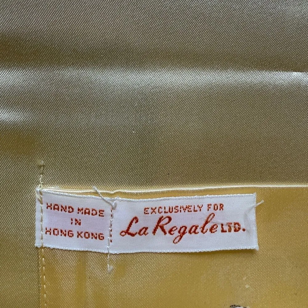 50s 60s Vintage La Regale Gold Beaded Sequin Satin Clutch - Image 3