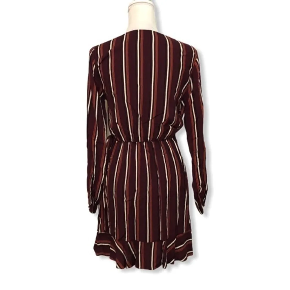 NWOT  Maroon Stripe Faux Wrap Dress New - Image 4