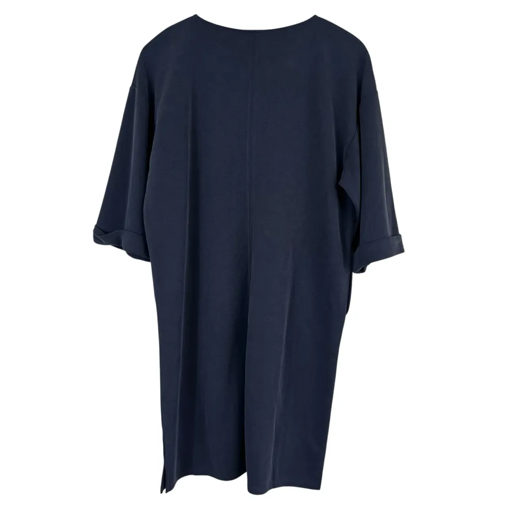 J. Jill Sand Washed Pique Relaxed Dress Womens XSP Navy Blue Tencel Coastal Size undefined - Image 5