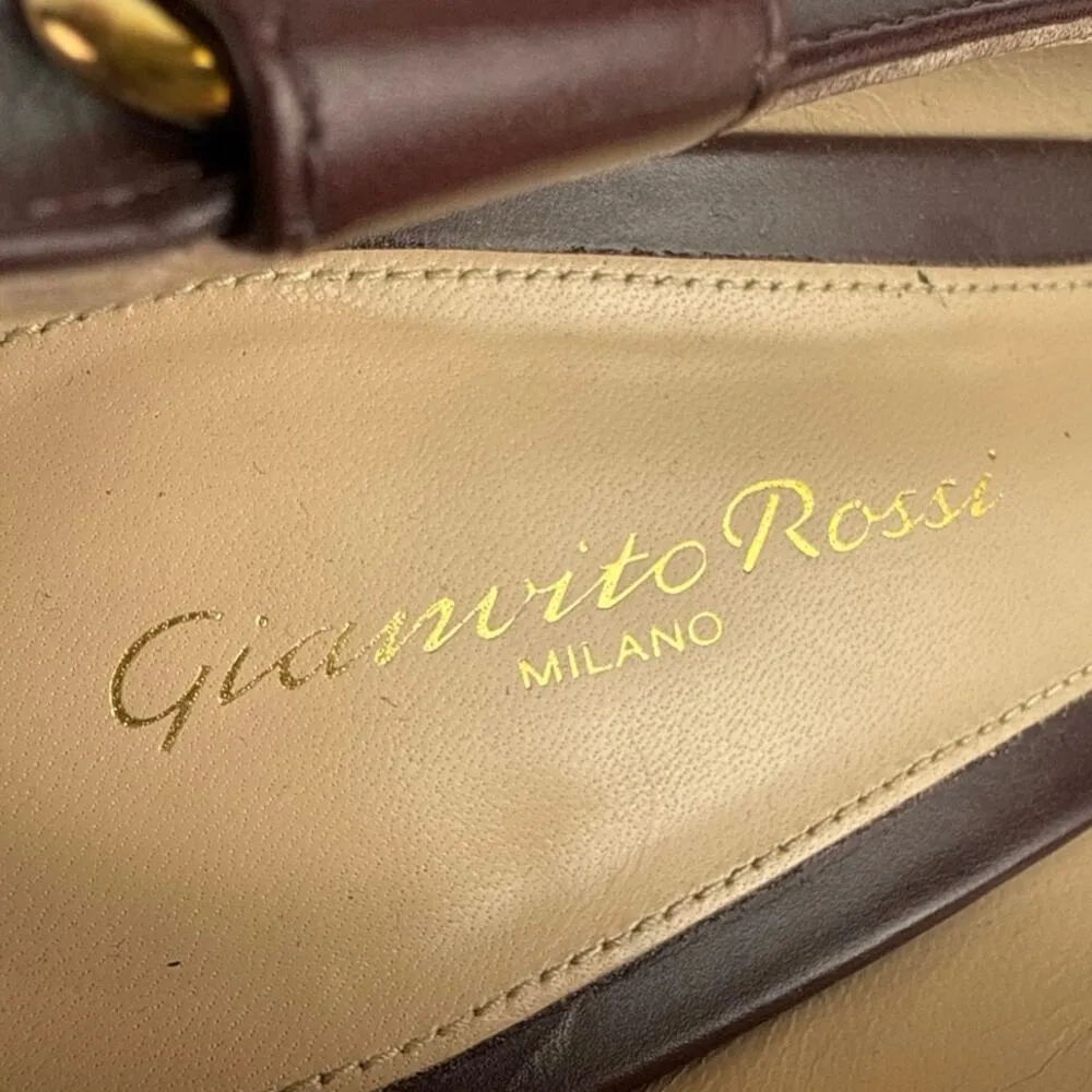 Gianvito Rossi Clash 55 Burgundy Pointed Buckle Strap Leather Pump Heels 40 US 9 - Image 6