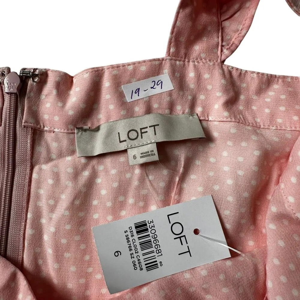 Loft Pink Polka Dots Side Slit Midi Sundress Women Size 6 NWT | 19-29 - Image 5