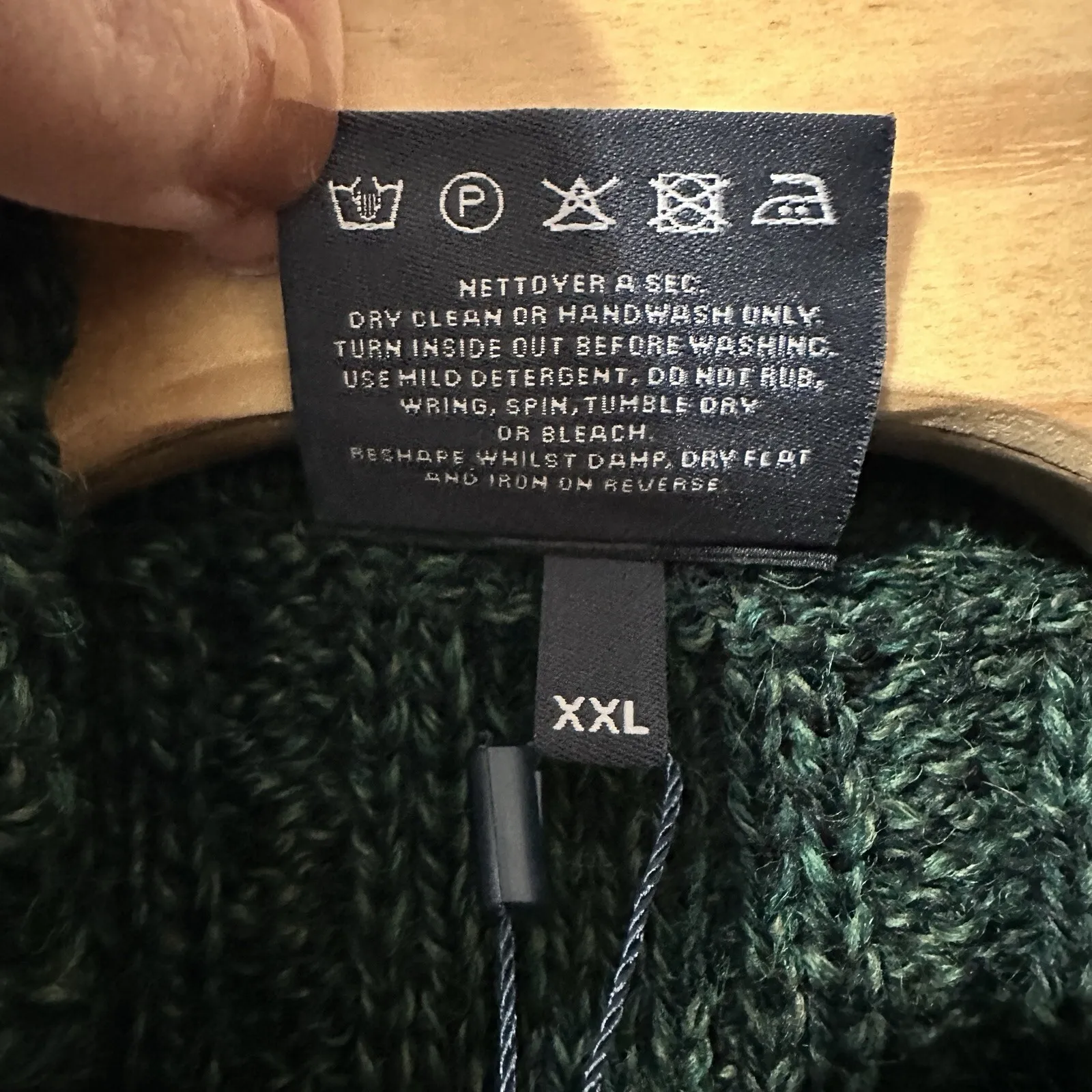 Aran Woollen Mills Cardigan Sweater Size XXL Green Long Single Button Cable Knit - Image 6