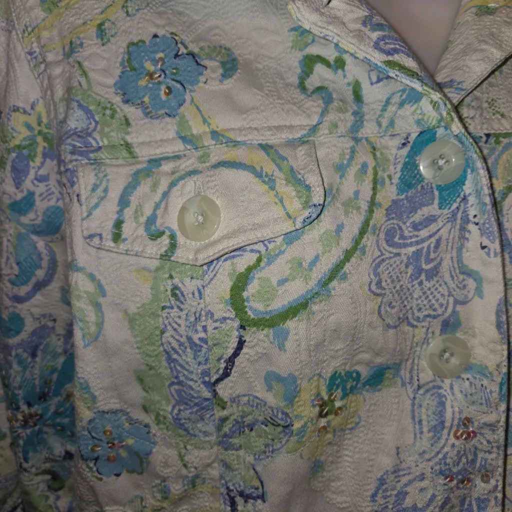Coldwater Creek Vintage Paisley Jaquard Teill Jacket Size Petite Small Ps - Image 3