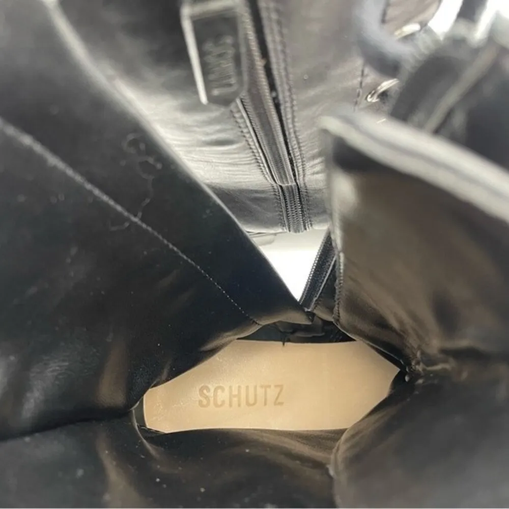 Schutz Maurissa Black Leather Lug Sole Lace-up Heeled Combat Boots Womens Size 8 - Image 12