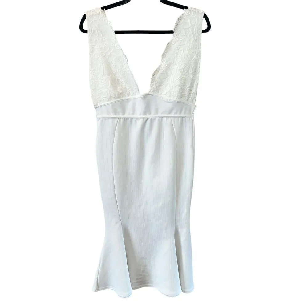 ASOS Plunge V Neck Lace Flounce Midi Dress  NWT - Image 4