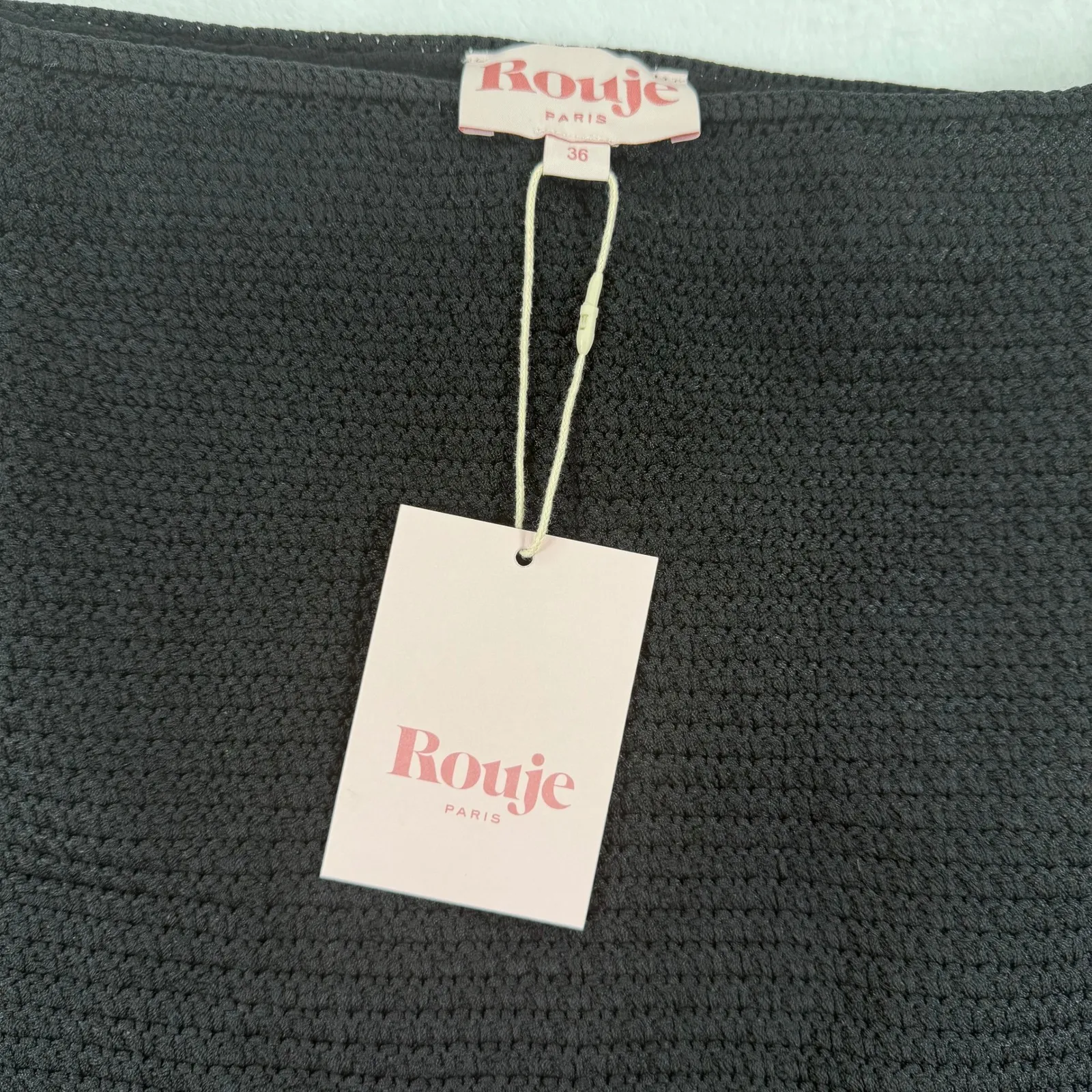 Rouje Paris Calypso Black Knit Crochet detail Midi Skirt Size 36 US 2/4 - Image 2