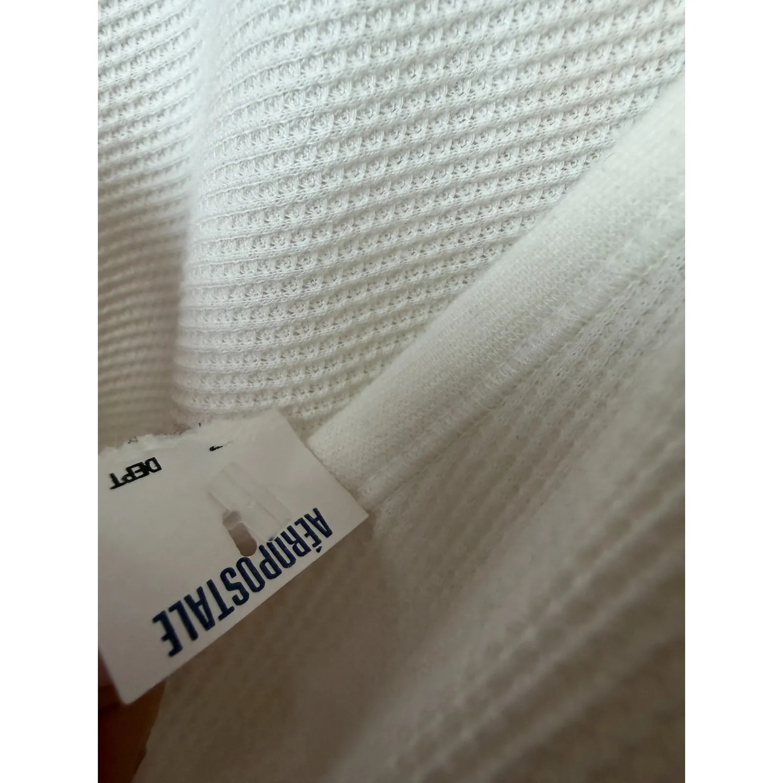 Aeropostale Thermal Waffle Knit Y2K Henley Top Womens Large White Bella Swan - Image 4