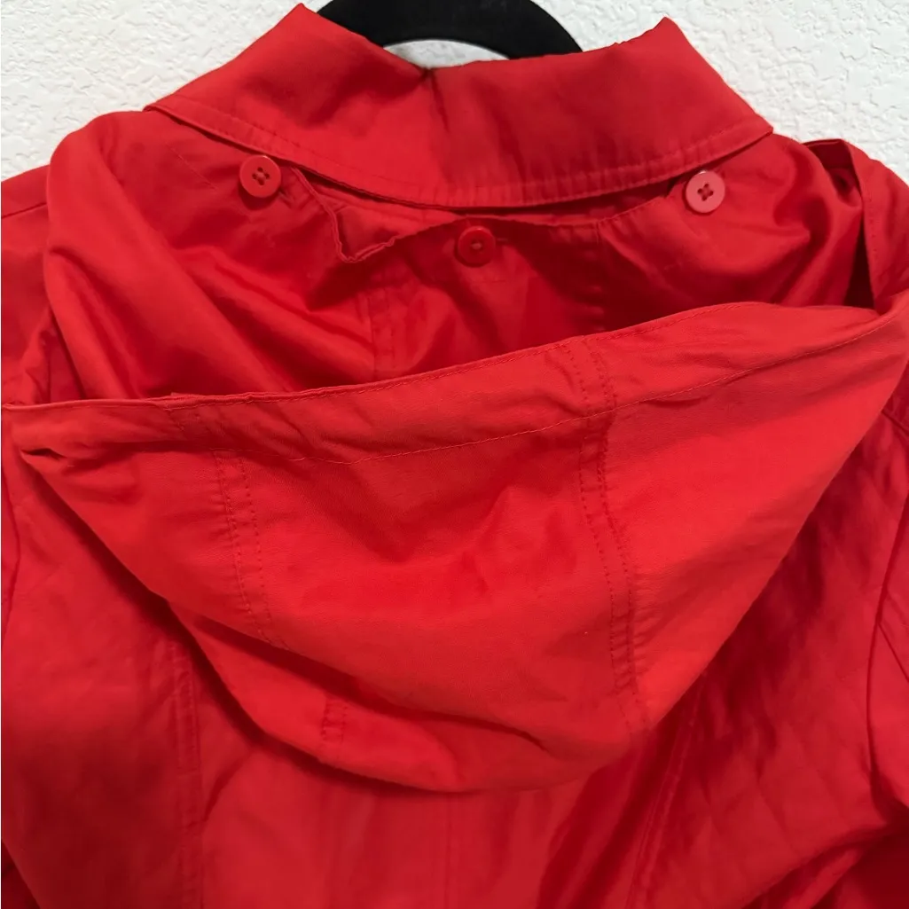 MICHAEL Michael Kors Red Belted Trench Coat Rain Jacket Hooded Size M Medium - Image 9
