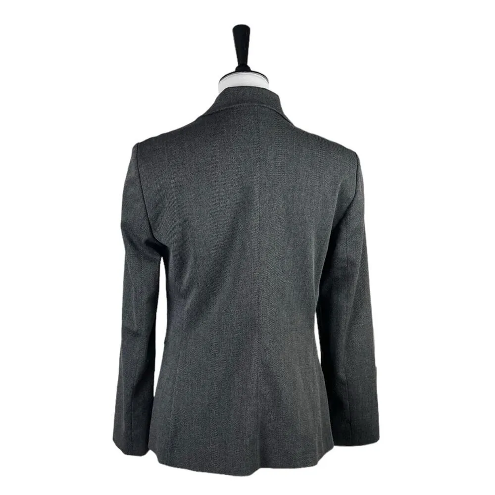 Benetton Blazer One Button Notch Lapel Classic Charcoal Gray Women’s Size 12 - Image 4