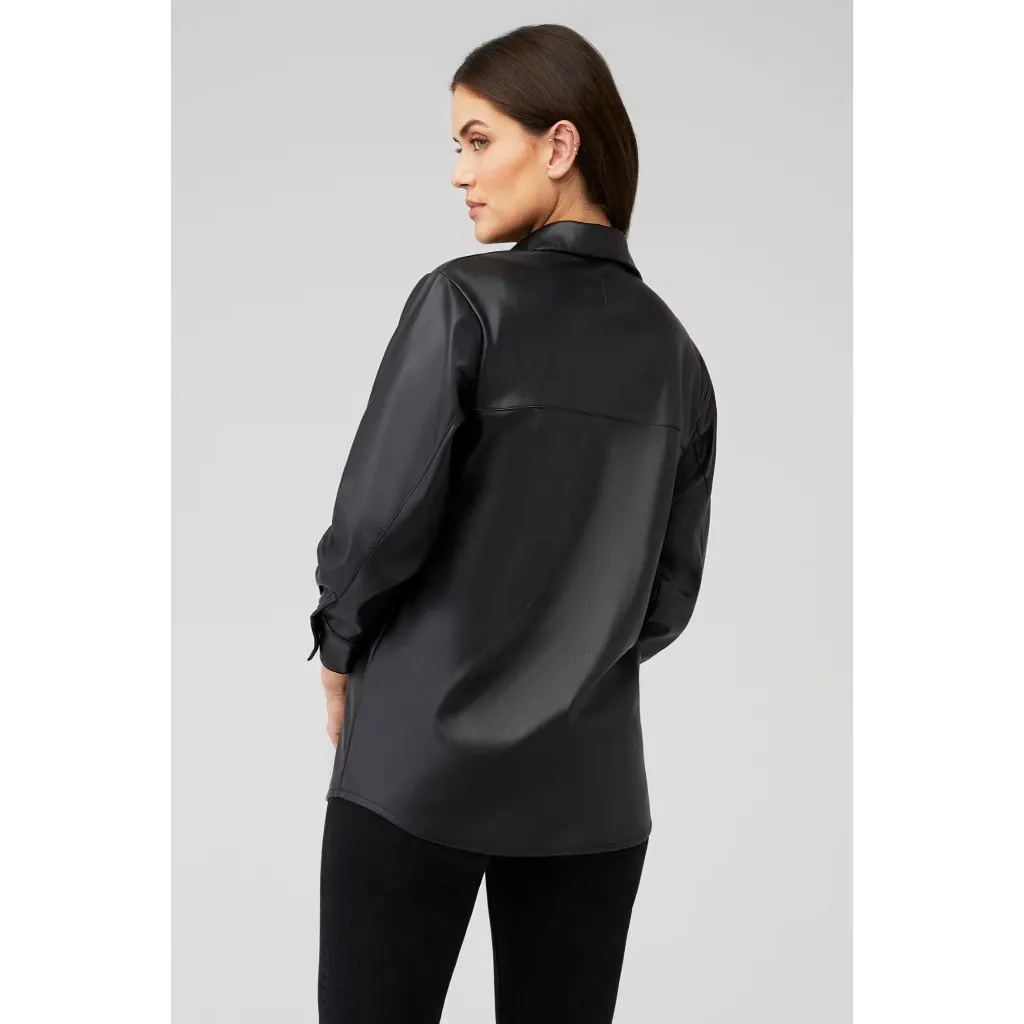 Steve Madden Faux Good Measure Shacket in Black XSmall Womens Vegan Shirt - Image 9