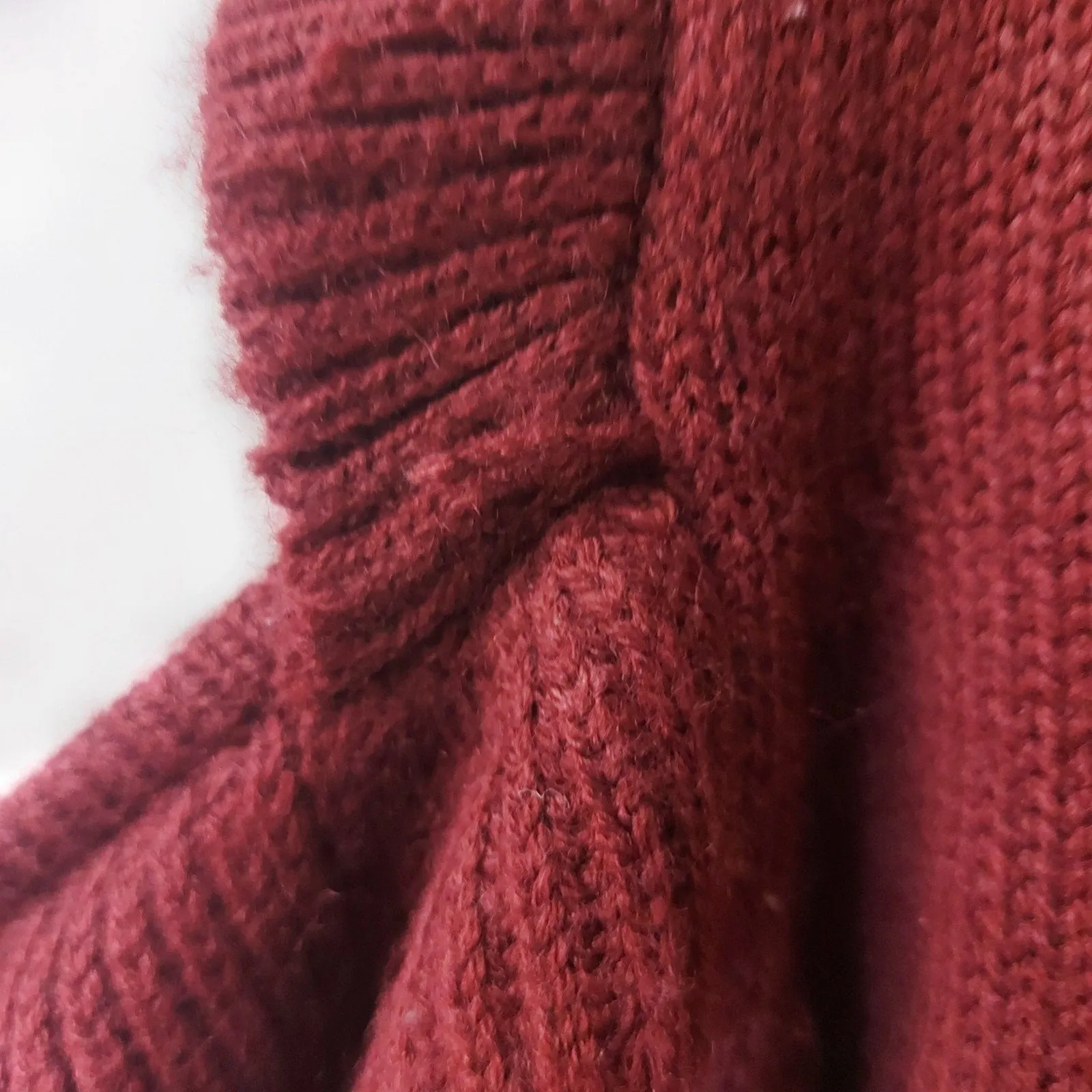 Love Riche Ruffled Wine Cold Shoulder Sweater L Cozy Comfy Winter Casual Fall - Image 5