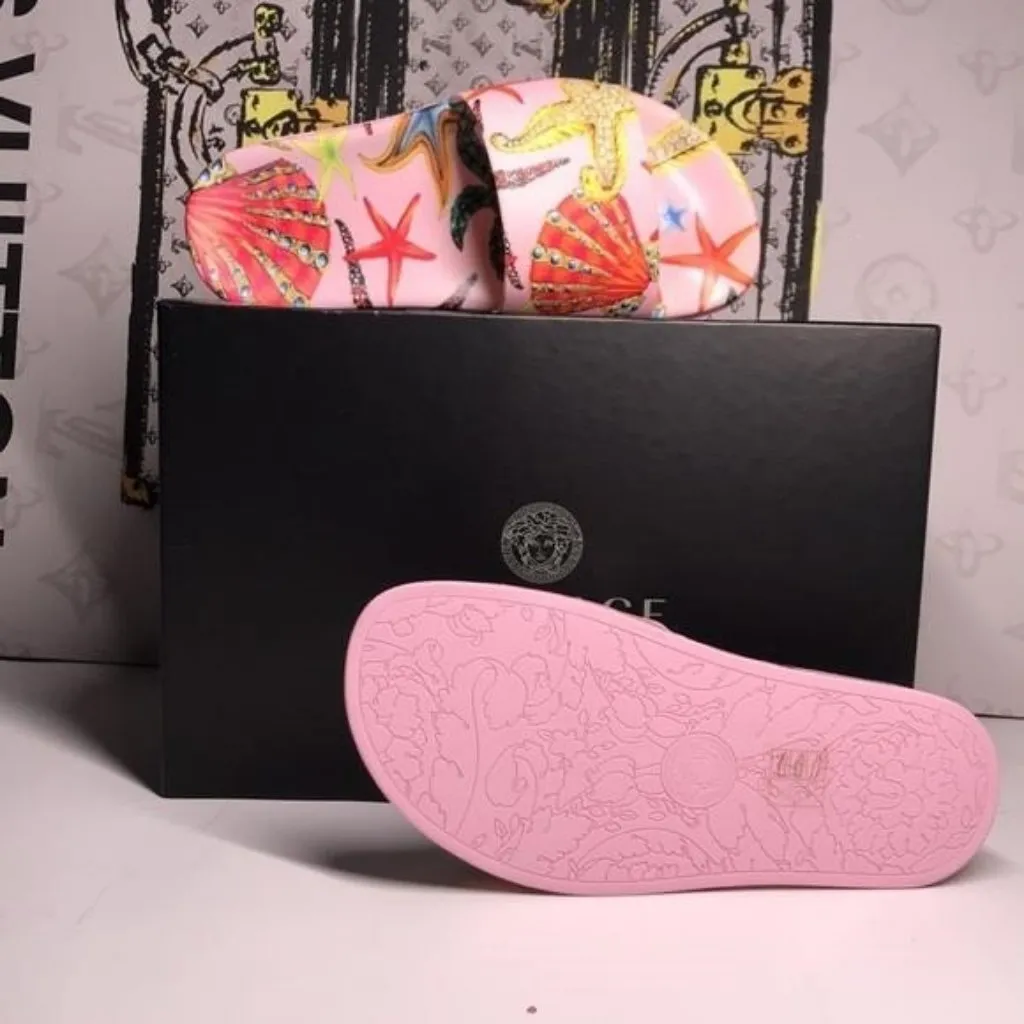 New Authentic Versace Trésor de la Mer Slide Sandals – Women, Starfish Print - Image 5