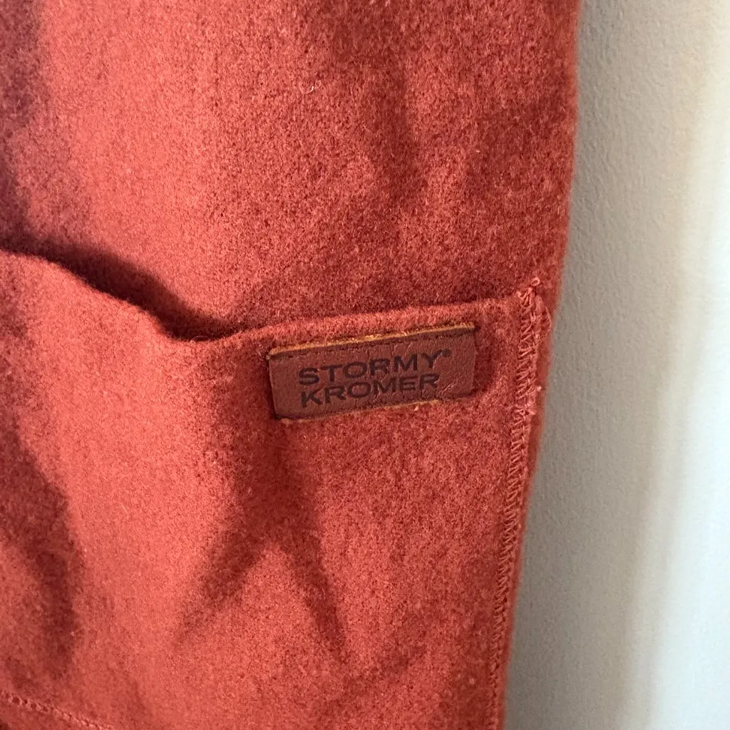 Stormy Kromer Women's Duster Sweater Vest Cardigan Wool Open Small Orange - Image 4