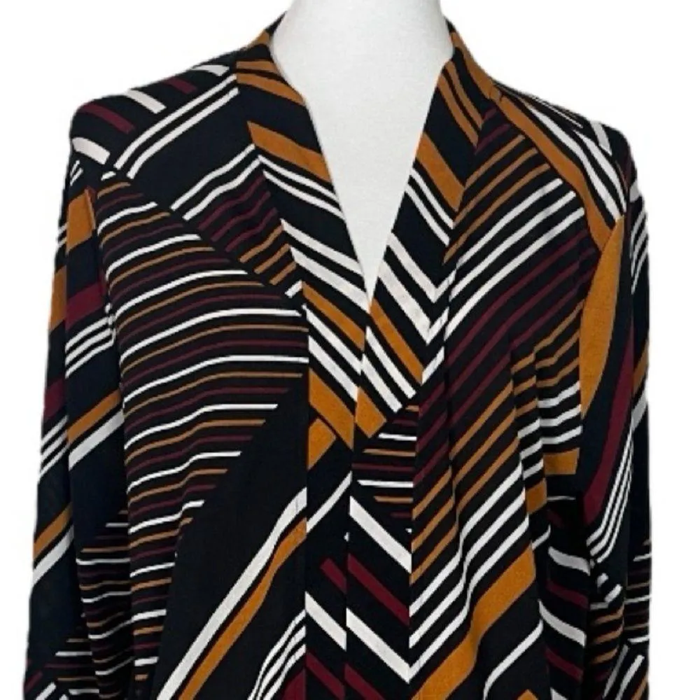 Chicos Size 2 Cardigan Open Front Long Sleeve Black Orange Multi Women’s Medium - Image 5