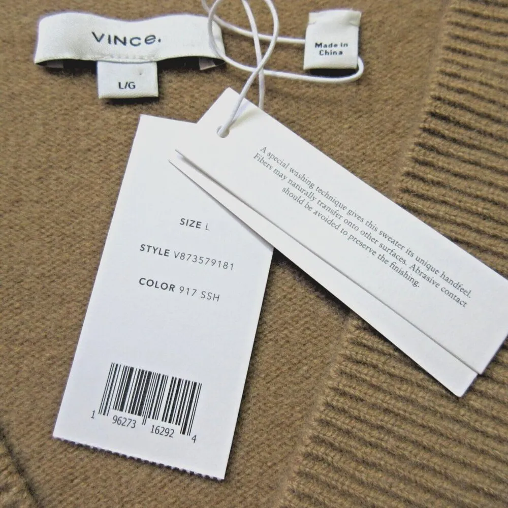 NWT Vince Wool & Cashmere Blend V-neck in Sand Shell Relaxed Fit Sweater Dress L - Image 3