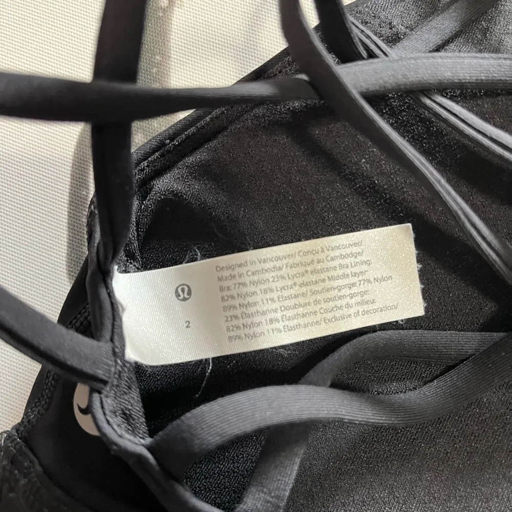 LULULEMON High Neck Strappy Black Padded Women’s Sports Bra Top Sz 2 EUC - Image 4