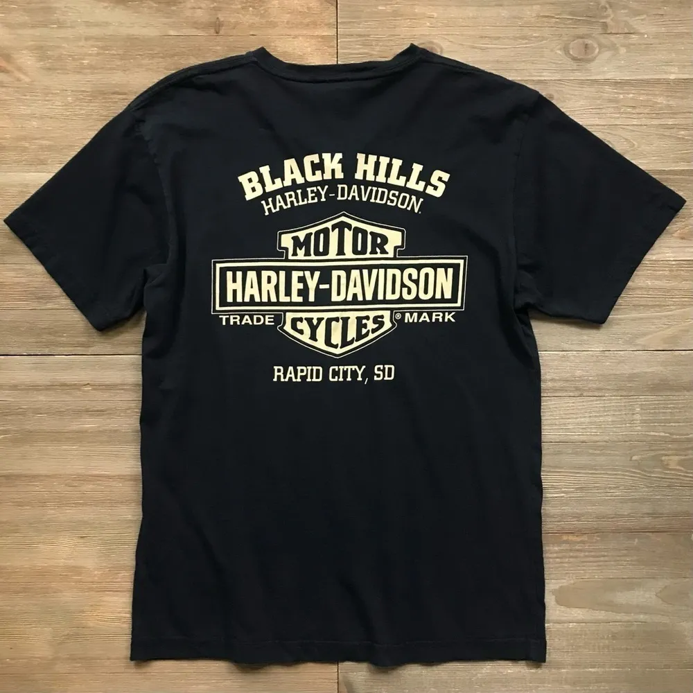 Harley Davidson Speed & Power V Neck Graphic Tee Black Size M - Image 2