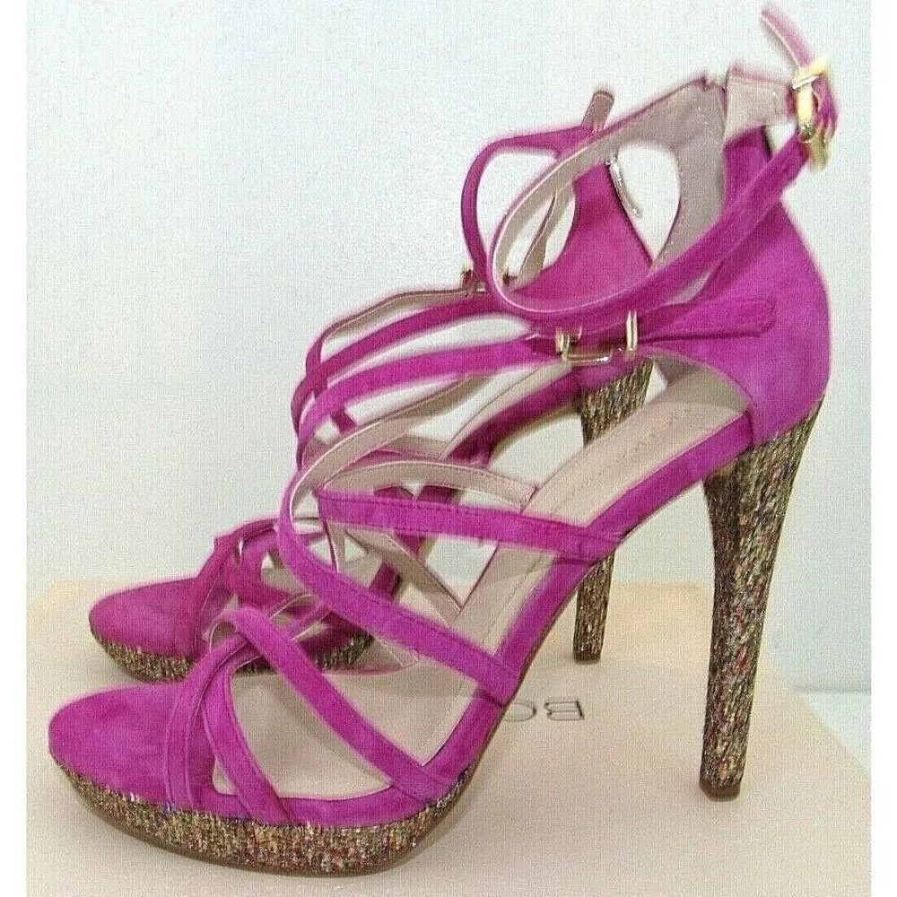 BCBG Montie Magenta Pink Suede Glitter 5" Stilettos Heels Women's Shoes Size 8.5 - Image 3