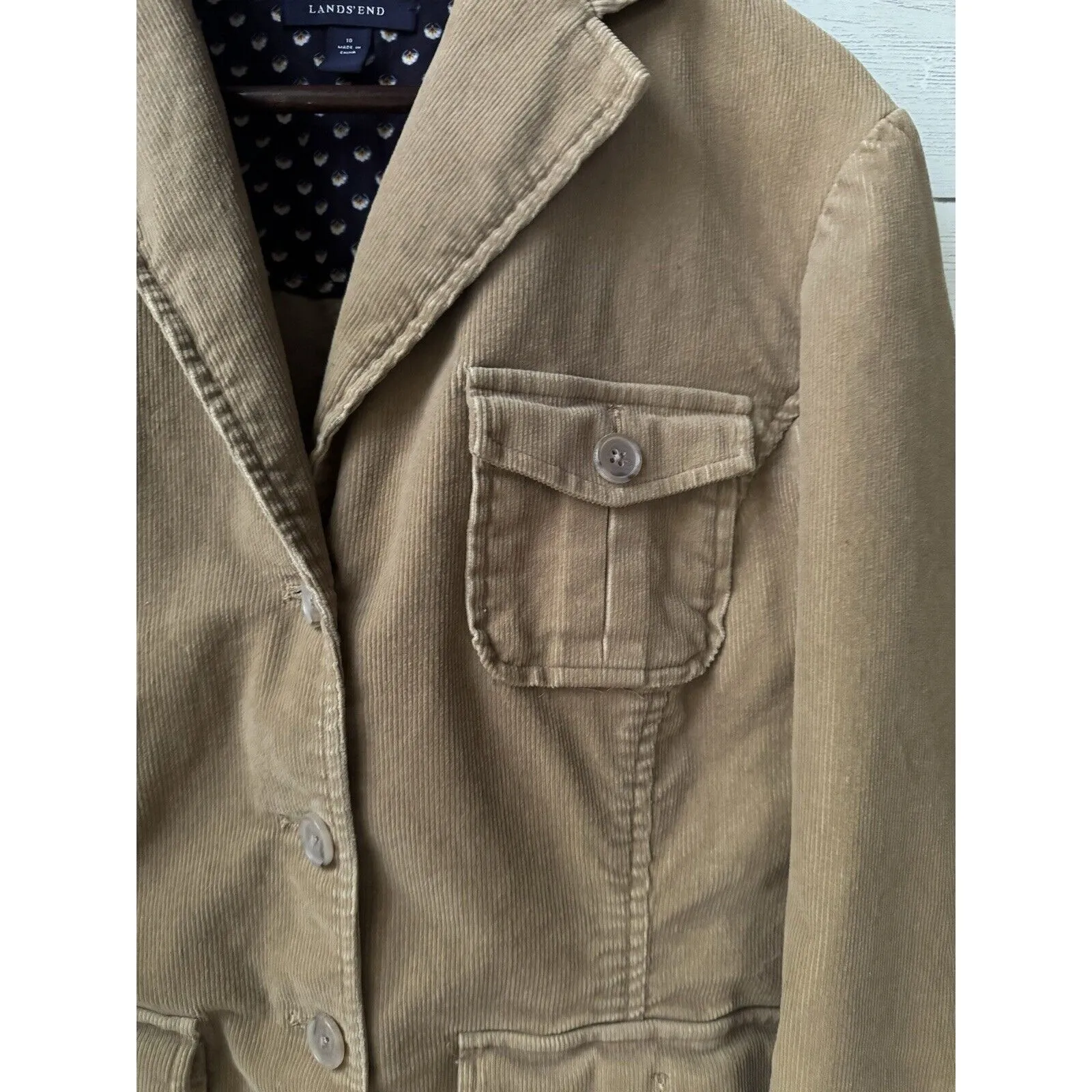 Lands End Women Corduroy Blazer Size 10 Tan  Pockets Academia Preppy - Image 5