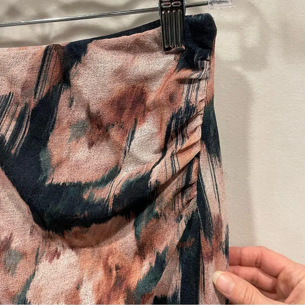 Abercrombie & Fitch mesh floral stretchy midi side ruched skirt - Image 3