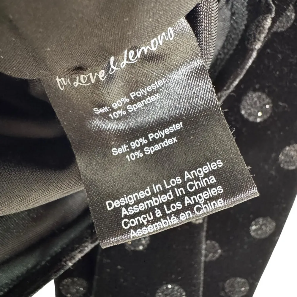 For Love & Lemons Elisa Velvet Glitter Dot Lace Up Cropped Top Black Size XS - Image 9