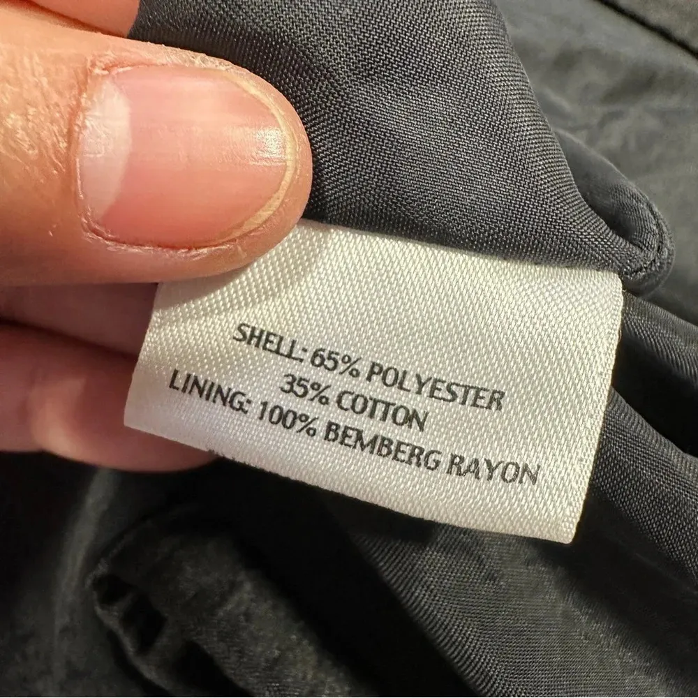 Eileen Fisher Channeled Rainwear Trench Long Line Jacket Coat Hooded Black M - Image 11