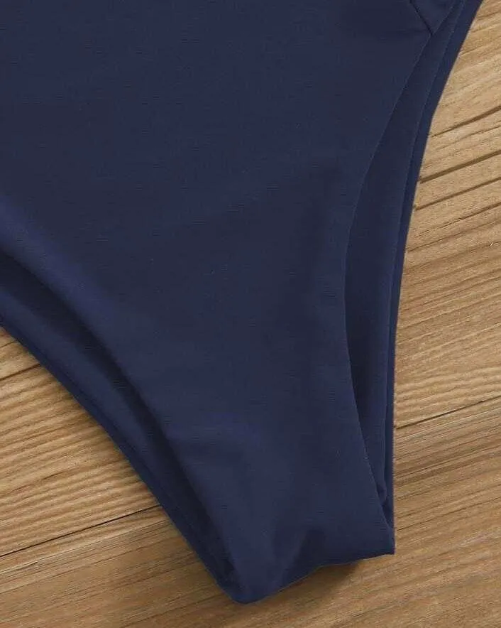 Lace Up Bikini Set With Dark Blue Bottoms NWT - Image 6