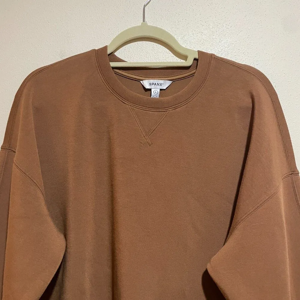 Spanx Size L Large AirEssentials Long Crew Sweatshirt Brown - Image 4