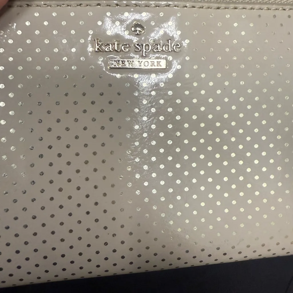 Kate Spade New York Polka Dot Wristlet – Cream & Gold Patent Leather - Image 2
