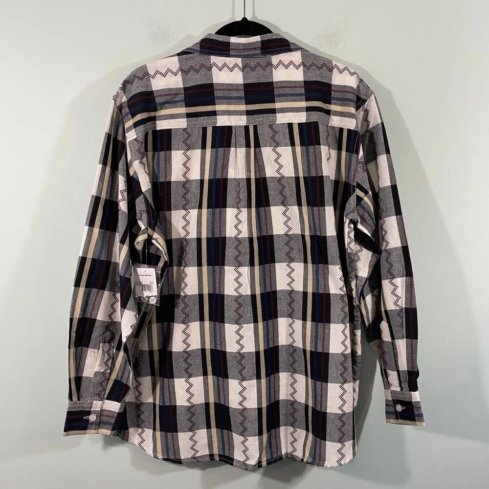 Jane Ashley Black & White Checkered Plaid Embroidered Western Shirt Size L NWT - Image 2