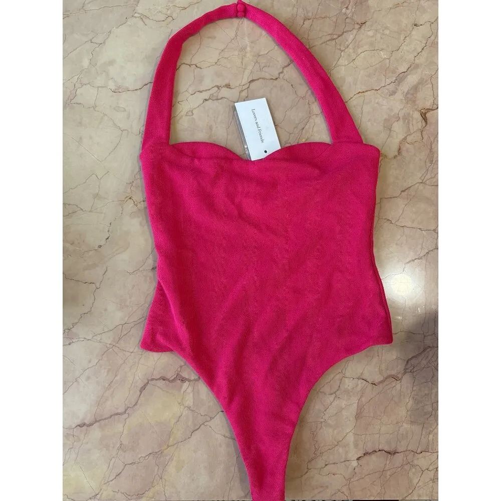 Lovers and Friends Dominique Bodysuit in Dark Pink XSmall New Womens Halter - Image 5