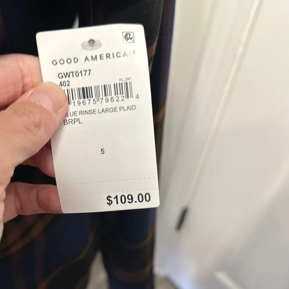 Good American Navy‎ Blue Notched Collar Long Sleeve Flannel - Image 5