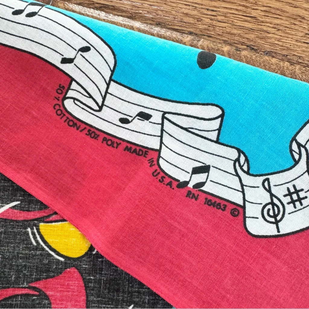 NWOT Vintage Disney Mickey and Minnie Musical Bandana - Red and Blue - Image 5