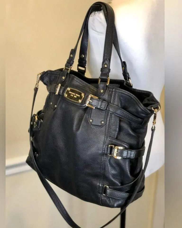 MICHAEL KORS Gansevoort Black Tumbled Leather Shoulder Bag Crossbody Totei - Image 5