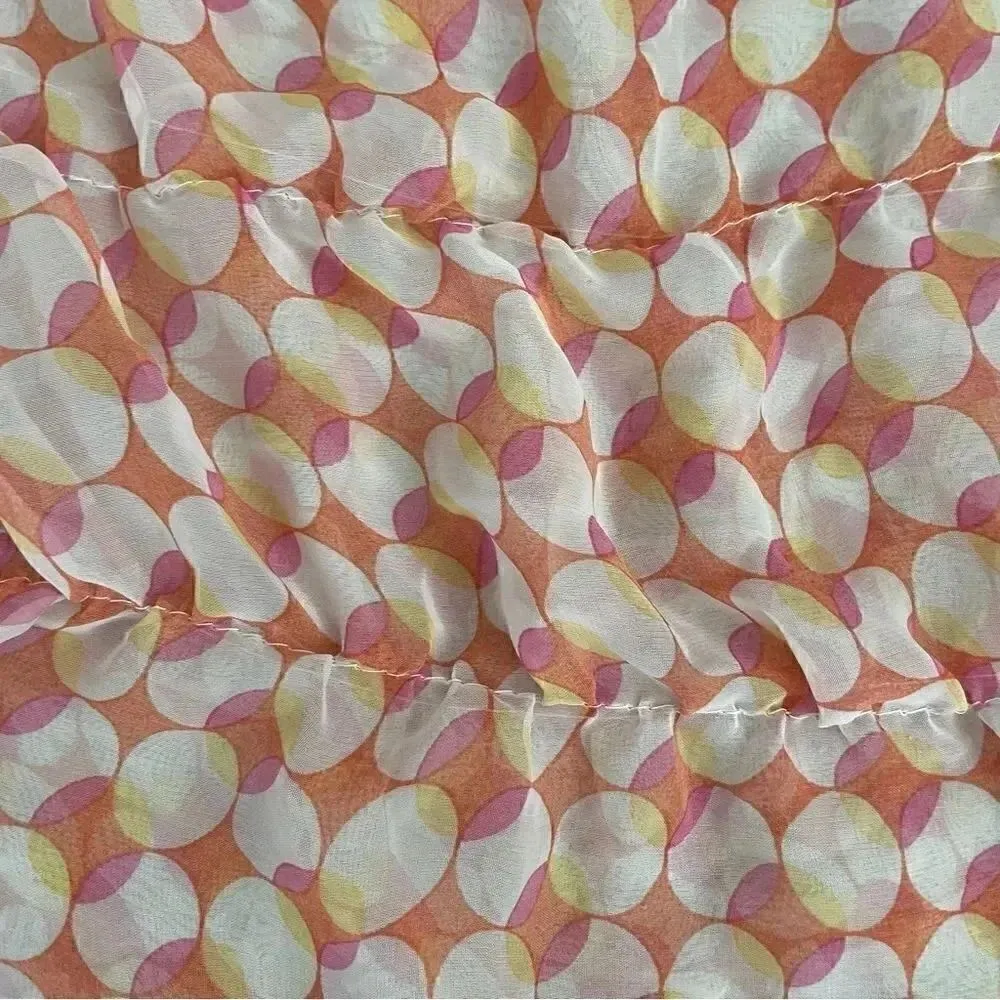 Ladies Multicolor Polkadots Abstract Rutched Lightweight Scarf One Size Pink - Image 2