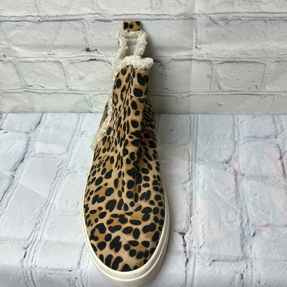 Sole society teagan leopard print leather faux shearling sneaker boot size 9.5m - Image 3