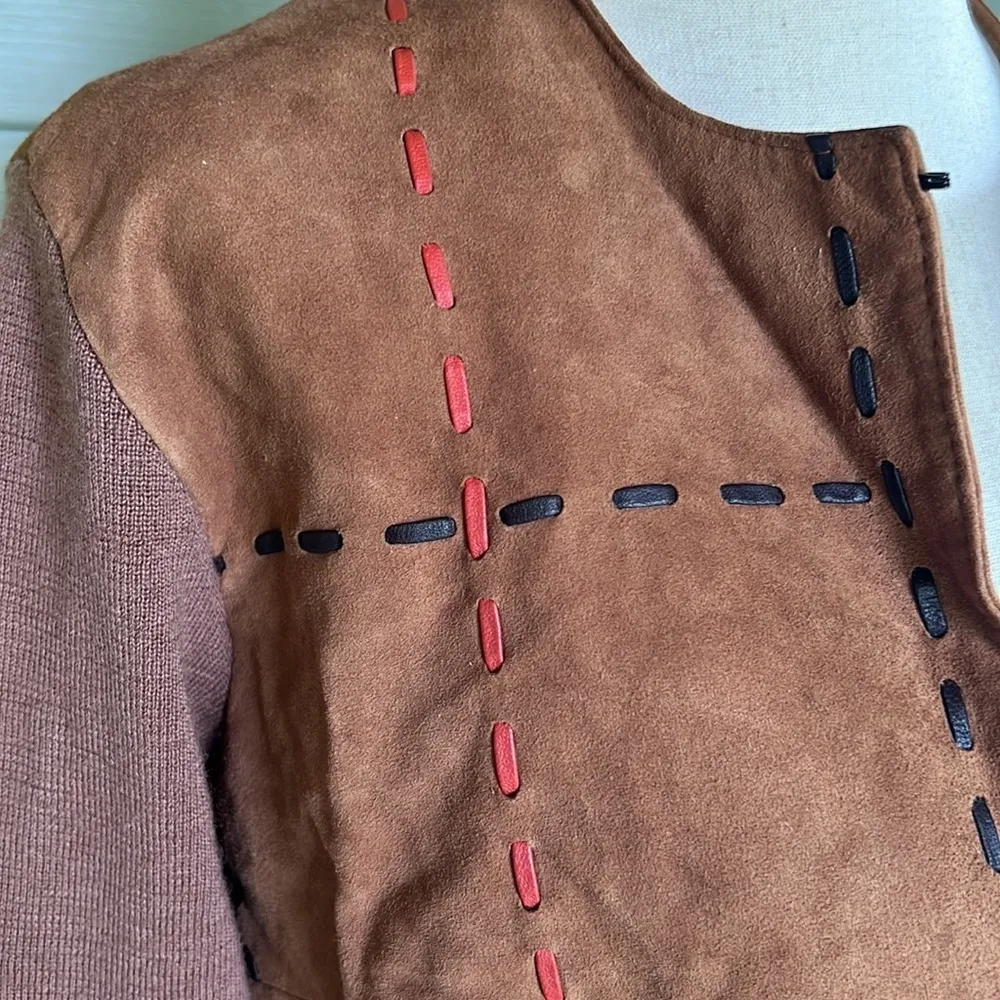 Vakko New York Goat Suede Jacket with Wool Sleeves Size M - Image 2