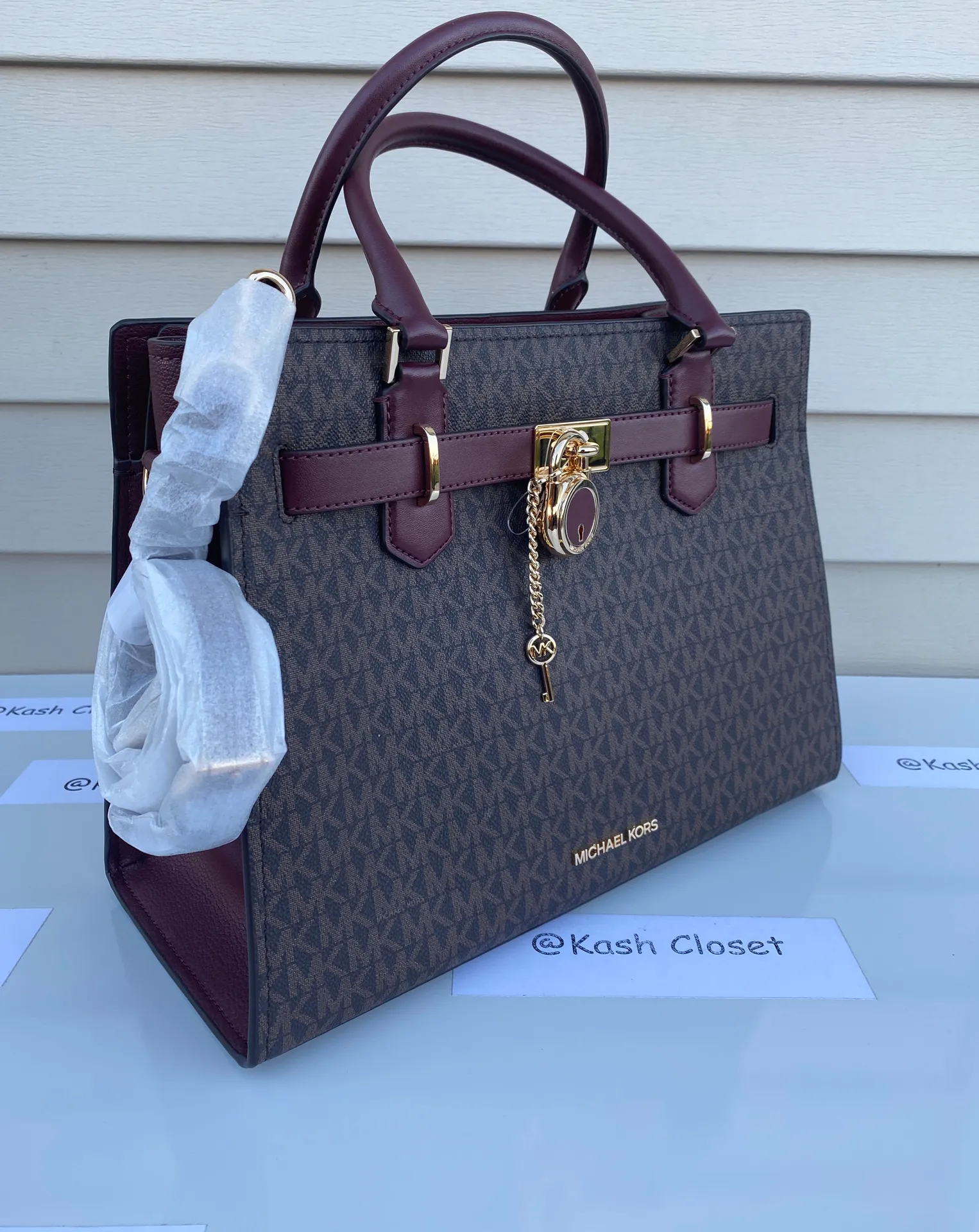 MK Hamilton Medium Satchel Tote Bag - Merlot - Image 5