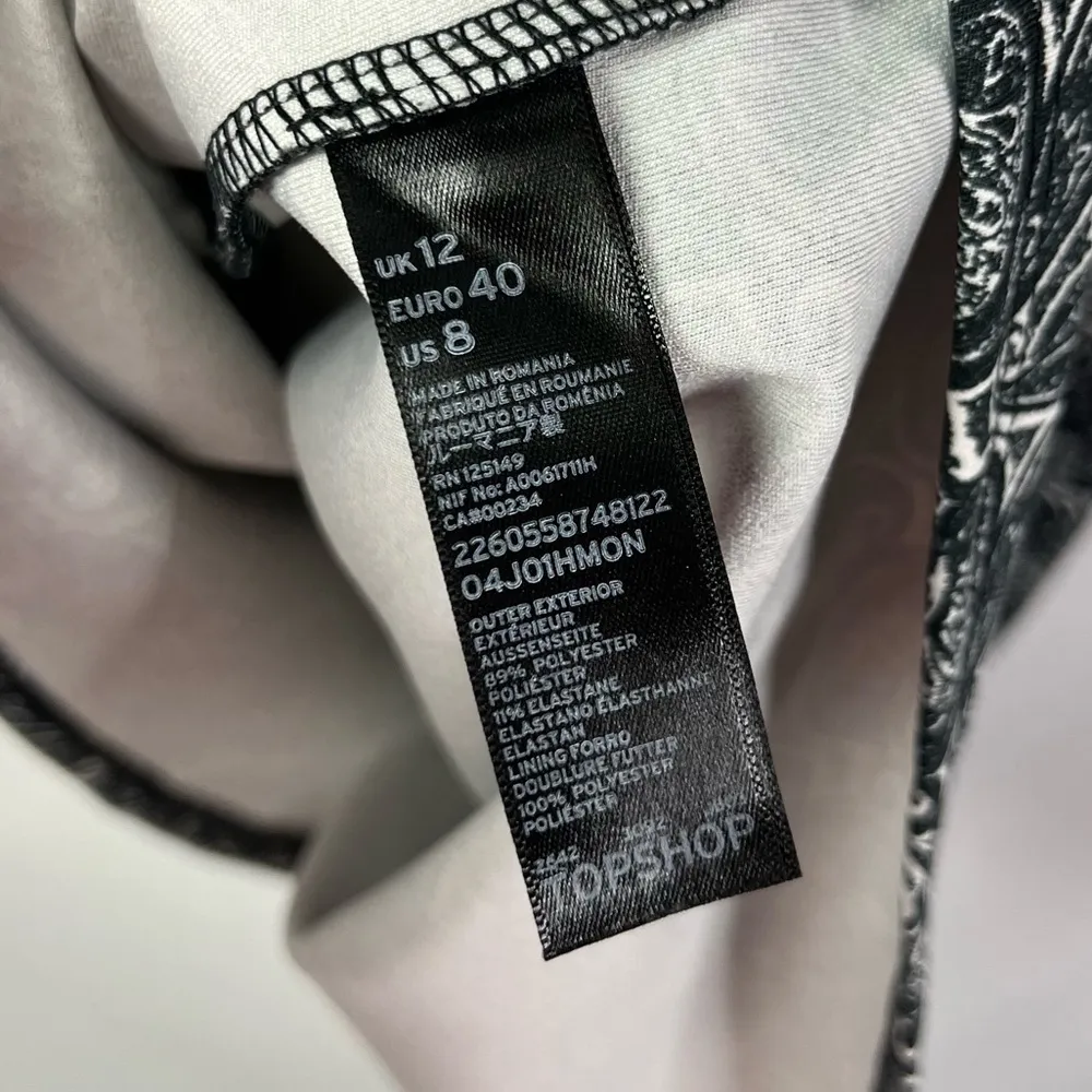 TopShop Black & White Paisley Cut Out Mini Dress 8 - Image 5