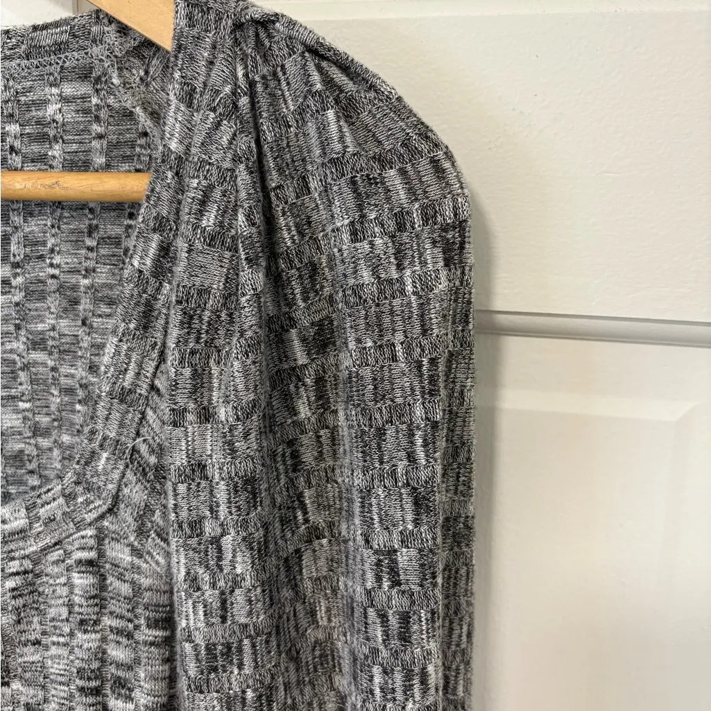Philosophy Gray Long Sleeve Ribbed Knit Sweater Top Square Neck Marled Y2K Sz M - Image 5