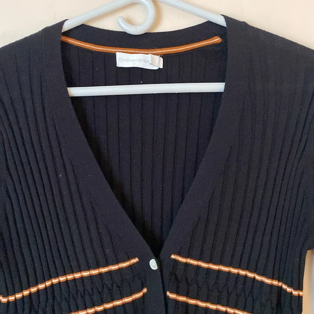 Jonathan Simkhai Black and Orange Cardigan Sweater medium - Image 4
