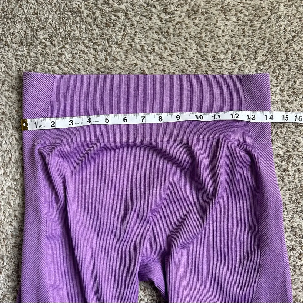 🦋 Purple Ribbed Leggings Athleisure Athletic Casual Workout Small - Image 3