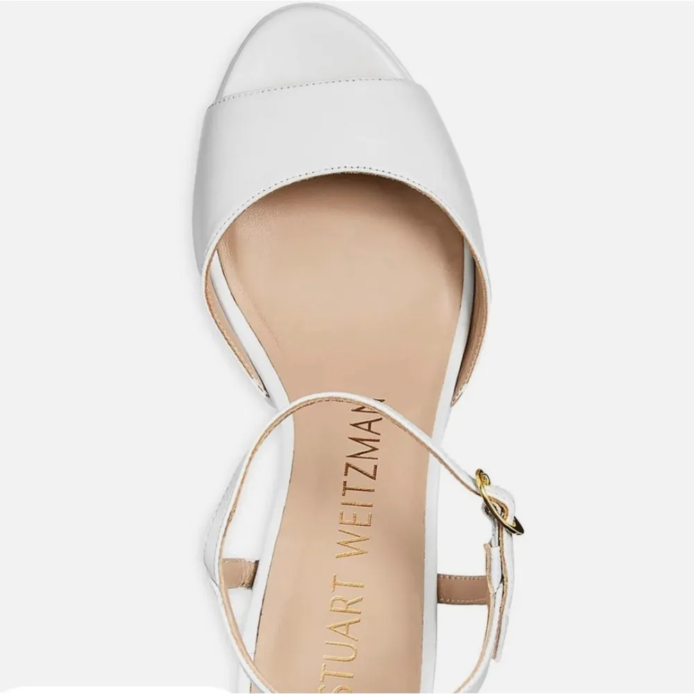 Stuart Weitzman Palmina Leather Ankle Strap Sandals White, Size 11 New +Dust Bag - Image 3