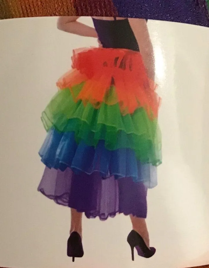 Rainbow Multi Colored Mesh Long Bustle Blue Size undefined - Image 2
