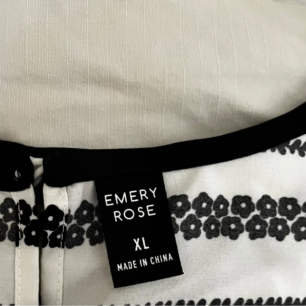 EMERY ROSE Black and White Cap Flounce Sleeve Boho Top XL | EUC - Image 6