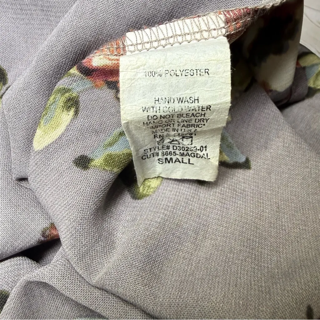 Peach Love California Gray Floral Bell Sleeve Off the Shoulder Dress - Image 4