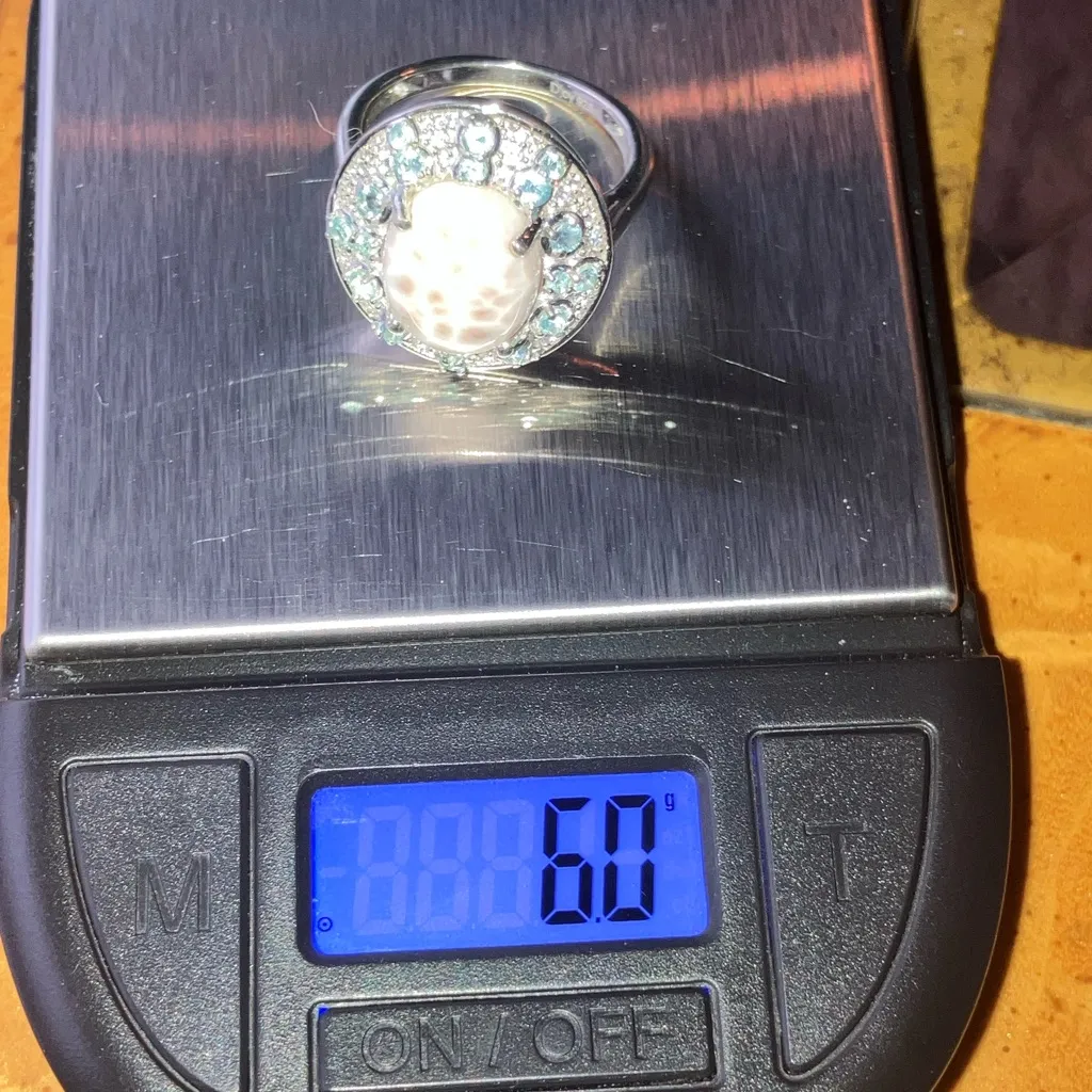 Natrolite Blue Apatite Sterling Silver Cocktail Ring Size 8 - Image 9