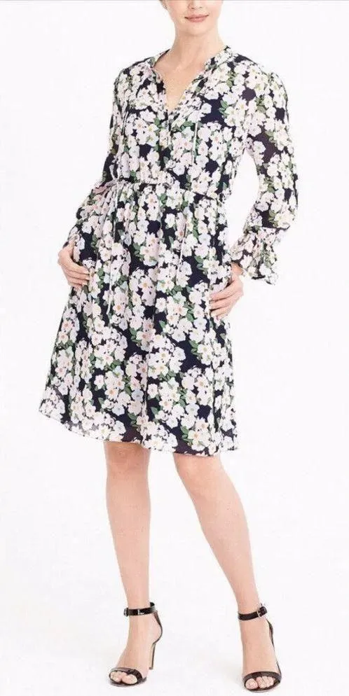 J. Crew Mercantile Drapey Floral Tie-Front Dress in Blue/Purple Size XS - Image 2