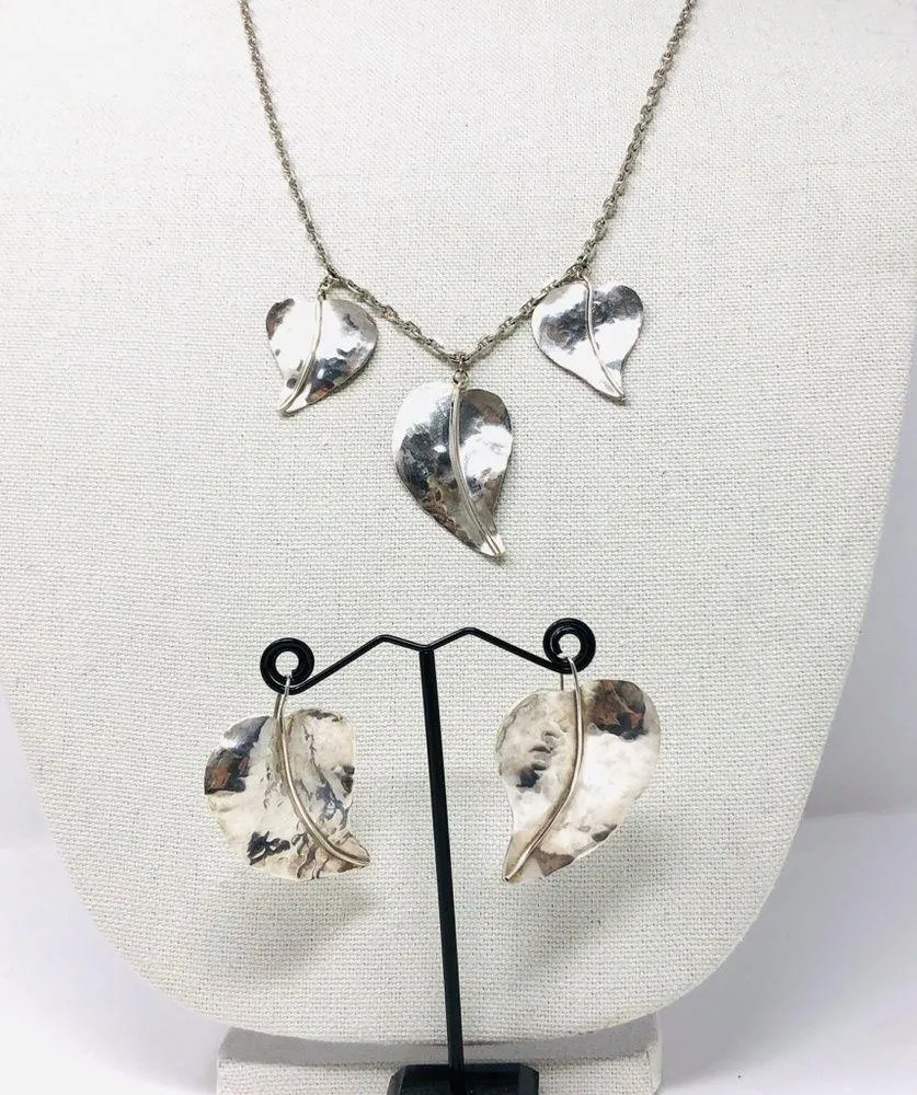 Sterling, artisan signed necklace/earrings set - Image 5
