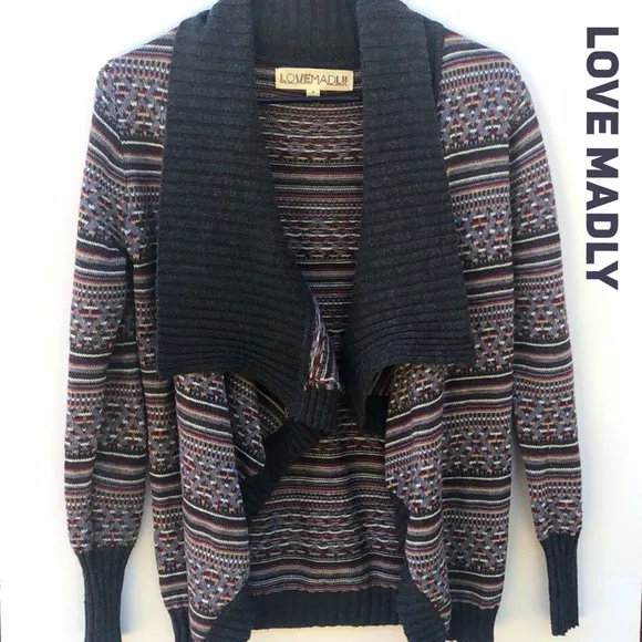Love Madly Knit Cardigan Acrylic open Sweater - Image 2